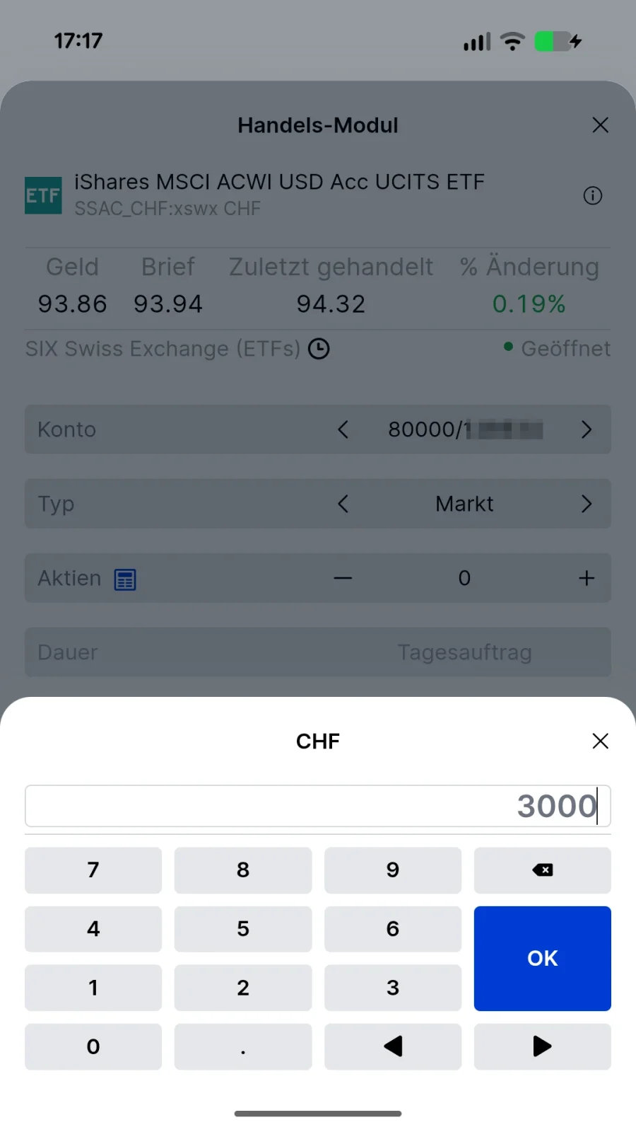 Betrag-Umrechnungstool in der SaxoInvestor App